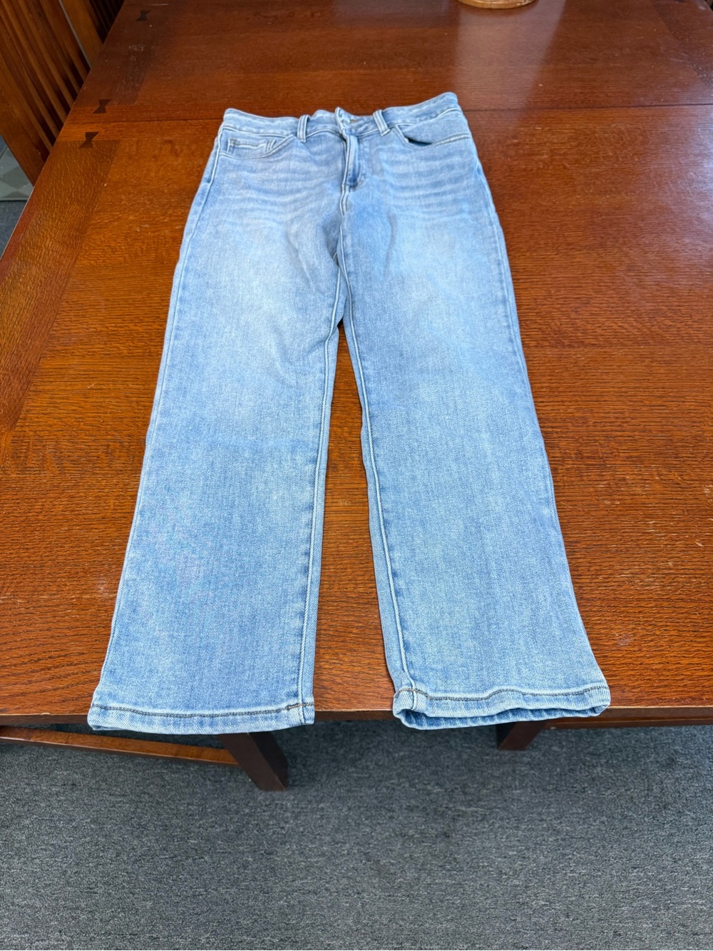 Just USA Light Blue Denim Jeans size 8/29 wide waist band double button no rips - Picture 4 of 9